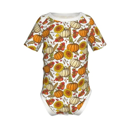 

Gaeub Pumpkin Corn Daisy Print Infant Climbing Onesie Toddler Outfit Newborn Baby Bodysuit Baby Boy Girl Clothes -6 Months