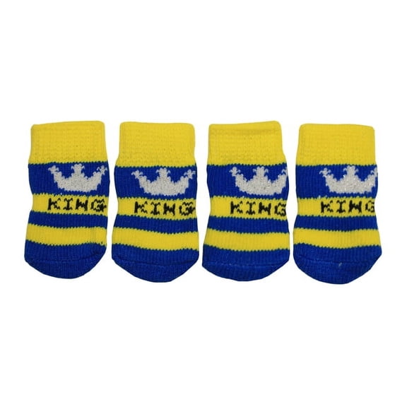 King & Crown Design Anti-Slip Dog Socks for Clean Comfy Paws Pet Puppy Cat 4pcs