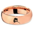 thumbnail image 2 of Tungsten Alaska The Last Frontier State Mountain Band Ring 7mm Men Women Comfort Fit 18k Rose Gold Dome Polished, 2 of 4
