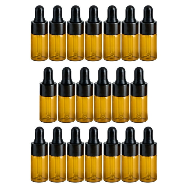 Frascos goteros pequeños con gotero de vidrio, a prueba de fugas, rellenables, vacíos. Negro 3ml
