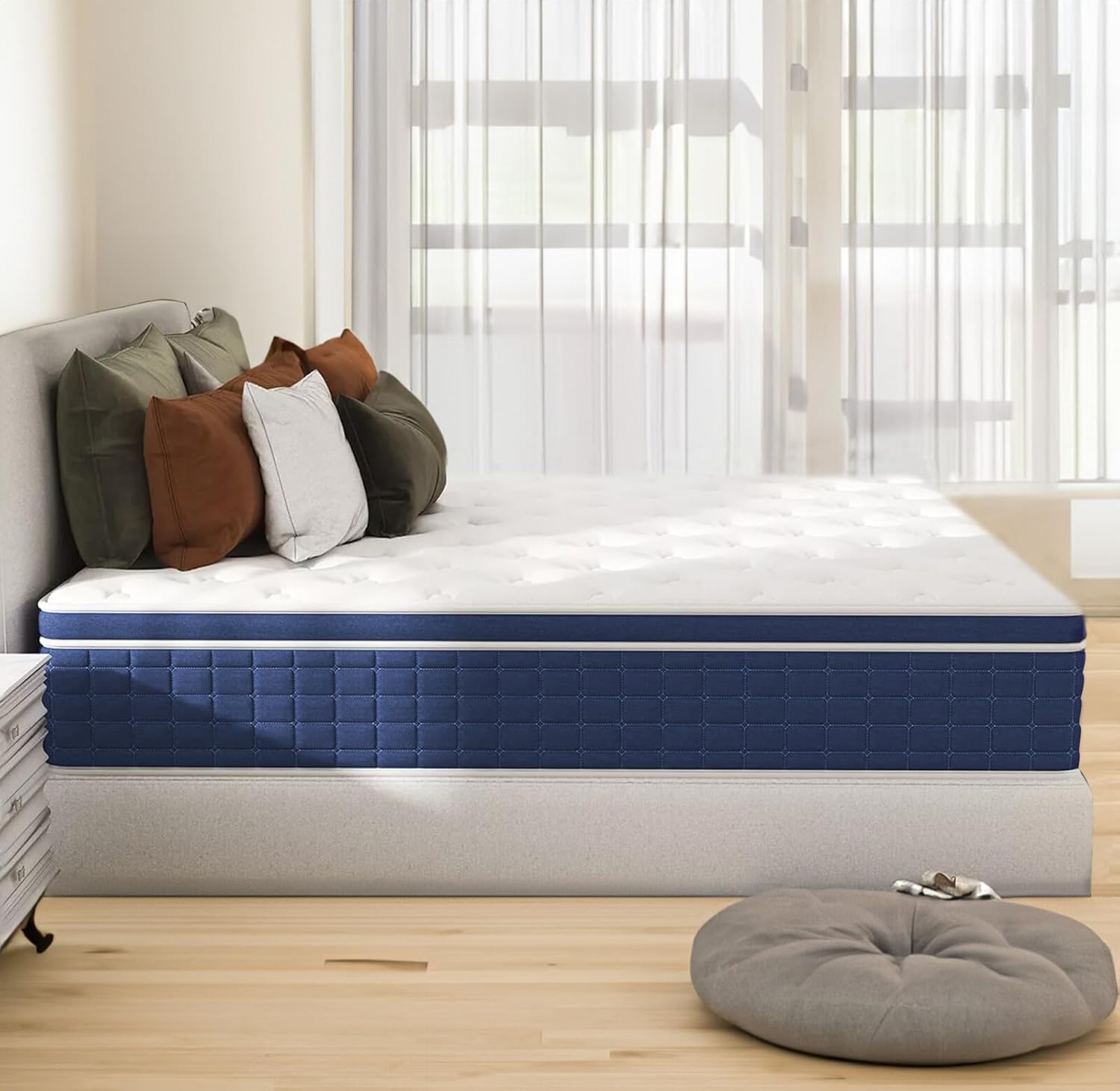 12 inch Memory Sponge Queen Mattress Upgraded Version Medium Firm Pressure Relief Back Pain Relief Strong Edge Support Individually Springs