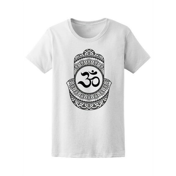 Om Lotus Flower Hamsa Mandala T-Shirt Women -Image by Shutterstock, Female XX-Large