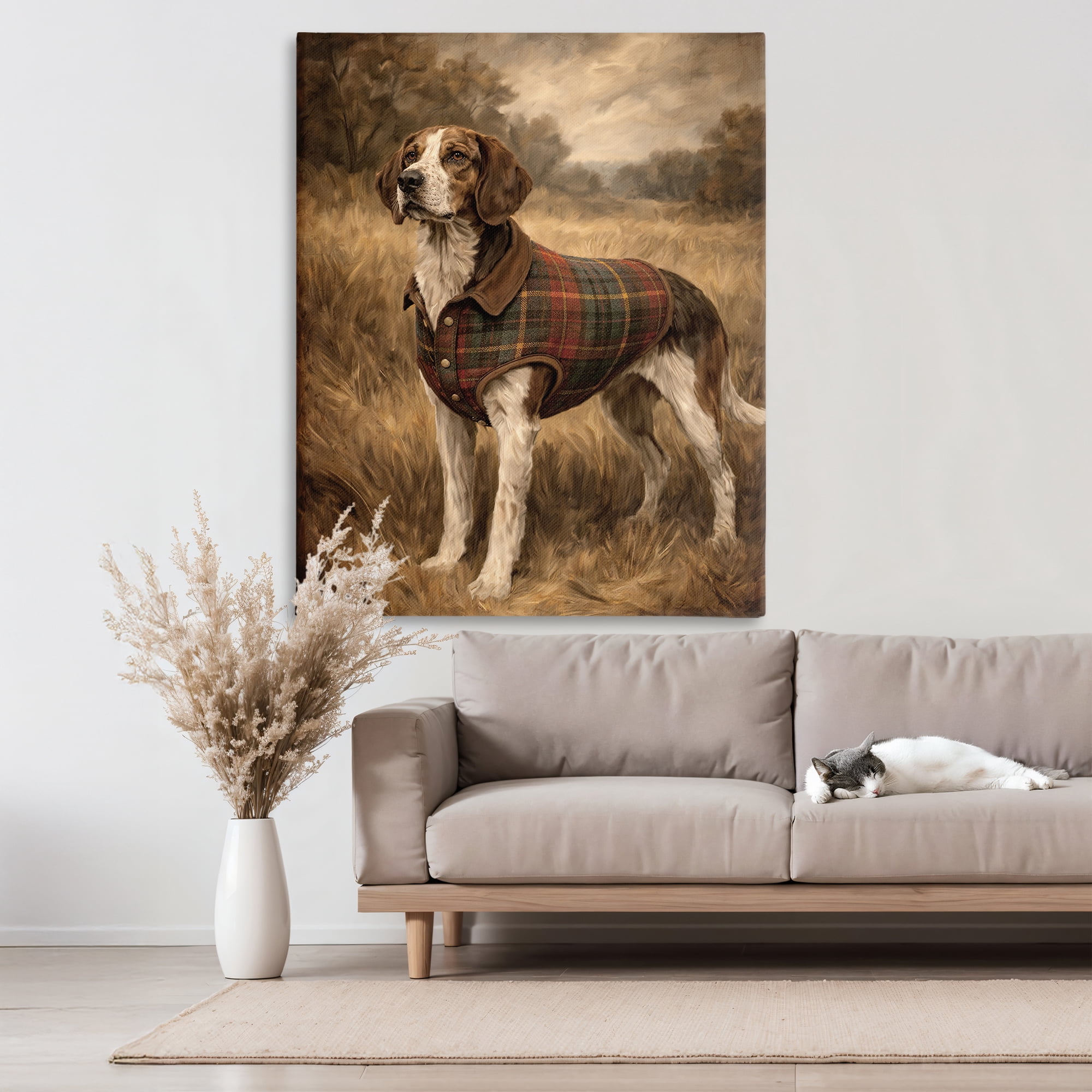 Stupell Industries Hunting Days Plaid Jacket Hound Canvas Wall Art, design by Kim Allen