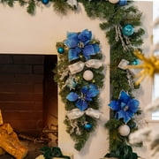 Barton 2Pcs 28 Prelit Christmas Home Decoration 8.20Height Teardrop Swag Warm White Light Blue/White
