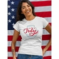 thumbnail image 2 of Happy 4Th July Red Lettering Shaped T-Shirt Women -Image by Shutterstock, Female Large, 2 of 4