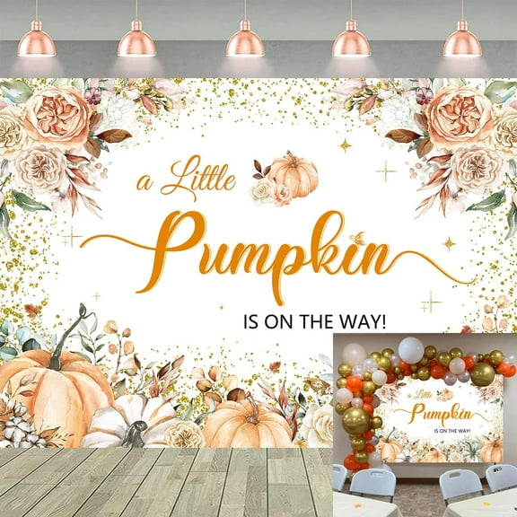 Fall Baby Shower Backdrop A Little Pumpkin is On The Way Background Fall Pumpkin Thanksgiving Baby Shower Party Decorations Banner Supplies Photo Booth Props