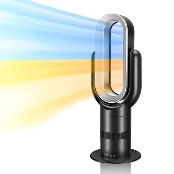 A2ZHOME HealSmart 26-Inch Space Heater Bladeless Tower Fan - Heater & Cooling Combo with Remote Control - Black (asPic)