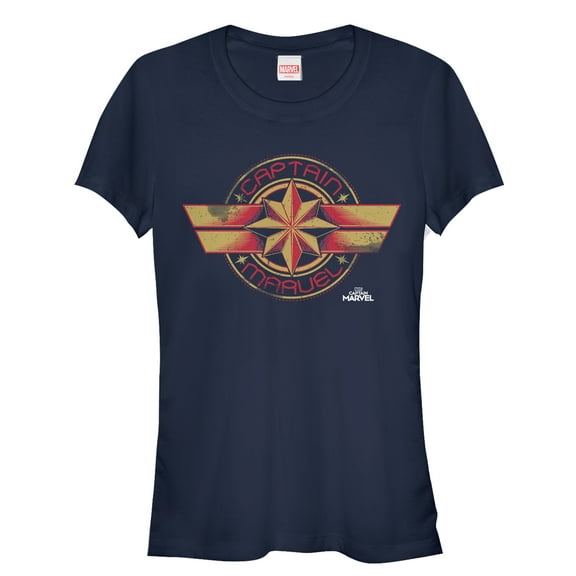 Junior's Marvel Captain Marvel Retro Star Emblem Graphic Tee Navy Blue 2X Large