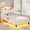 White, variant on Twin Size Bed Frame with LED Lights,House-Shaped Headboard with Charging Station & Hidden Storage,Velvet Upholstered Platform Bed Twin,Girls Princess Bed with Safety Guardrail,Pink