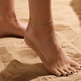 thumbnail image 3 of Queilt Gold Anklets for Women Waterproof Cuban Link Heart Beads Herringbone Rhinestone Anklets Set Layered Anklet Bracelets for Women Gold Jewelry Gift, 3 of 4