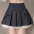 thumbnail image 4 of Byworldtasic Womens Skirts Kawaii Lolita Goth Skirt Fashion Casual Style Zipper A-Line Cute Knot-Bow Lace Trim Pleated Short Skirt, 4 of 7