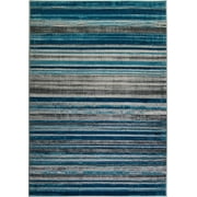 Kensington Stripes Abstract Pattern Area Rug Carpet in Blue Ivory, 3x5 (2'7" x 4'11", 80cm x 150cm)