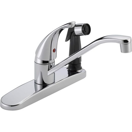 Single-Handle Kitchen Sink Faucet with Integrated Side Sprayer, Chrome