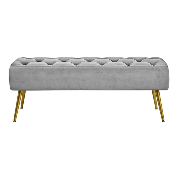 Button-Tufted Dining for Kitchen, Upholstered With Metal Base for Living Room Entryway, Gray