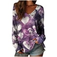 thumbnail image 2 of Uootdi Boho Tops for Women Love Heart Printed Graphic Long Sleeve Shirts Vintage Lightweight Casual Loose Graphic Blouses Gift, 2 of 3