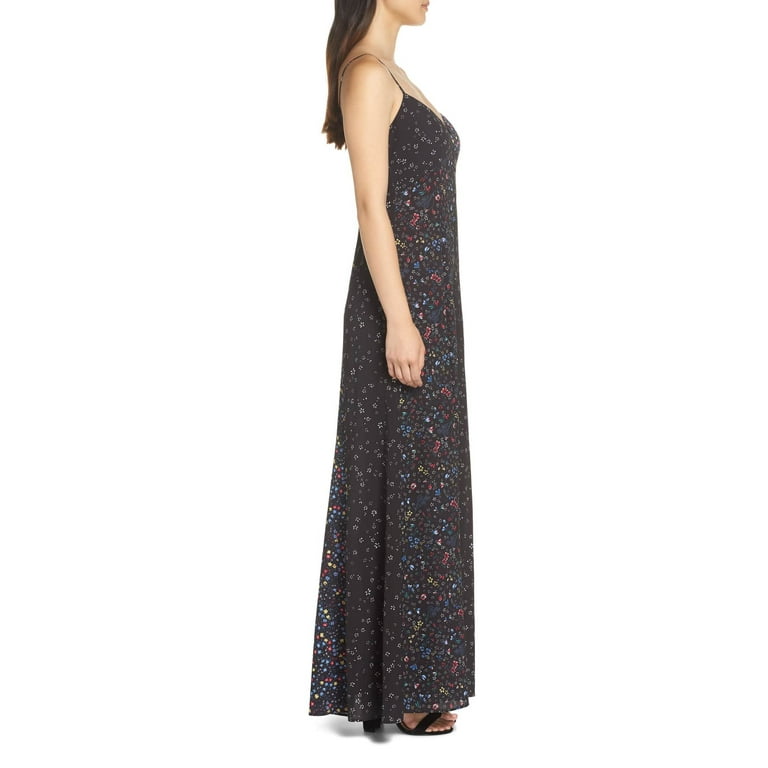 FRENCH CONNECTION Aubine Fluid Black Floral Slip Maxi Dress 2