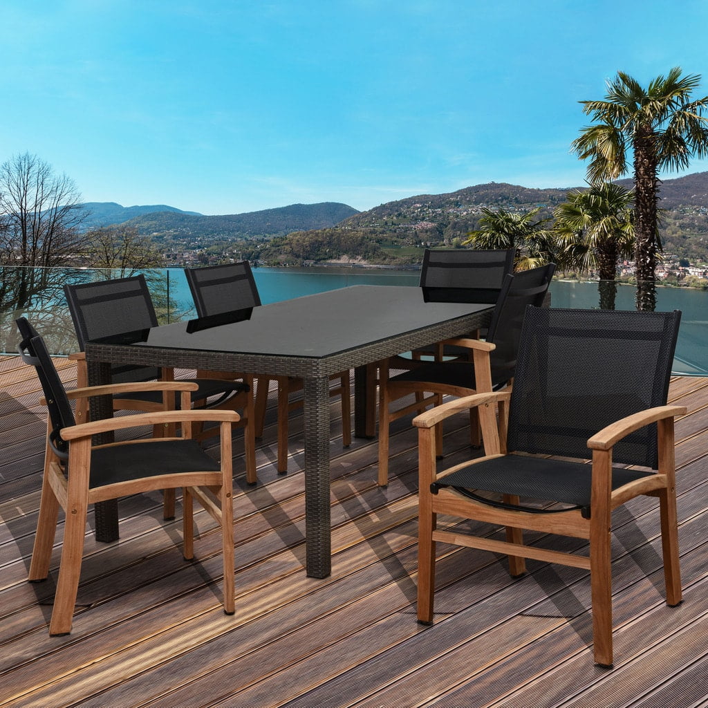Ia Teak Luna 7 Piece Rectangular Patio Dining Set