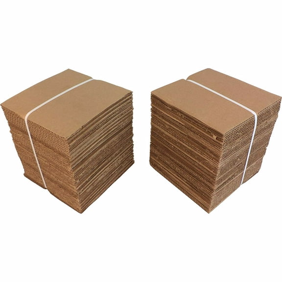 (100) 7" Kraft Brown Cardboard Vinyl Record Pads - 7-7/16" x 7-7/16" - 07NCPAD