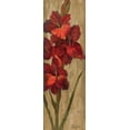 thumbnail image 2 of Vassileva, Silvia 7x14 Gold Ornate Wood Framed with Double Matting Museum Art Print Titled - Vivid Red Gladiola on Gold, 2 of 4