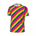 thumbnail image 5 of T Shirt For Men Rainbow Striped Colorful Lines Print Harajuku Gym T-Shirts Short Sleeve Quick-drying, 5 of 7