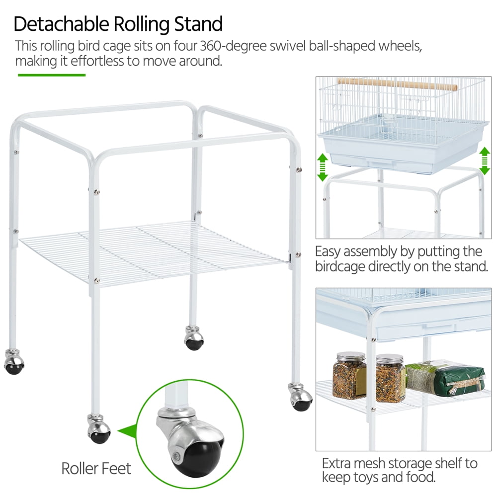 Renwick 47" Play Top Bird Cage with with Rolling Stand, White