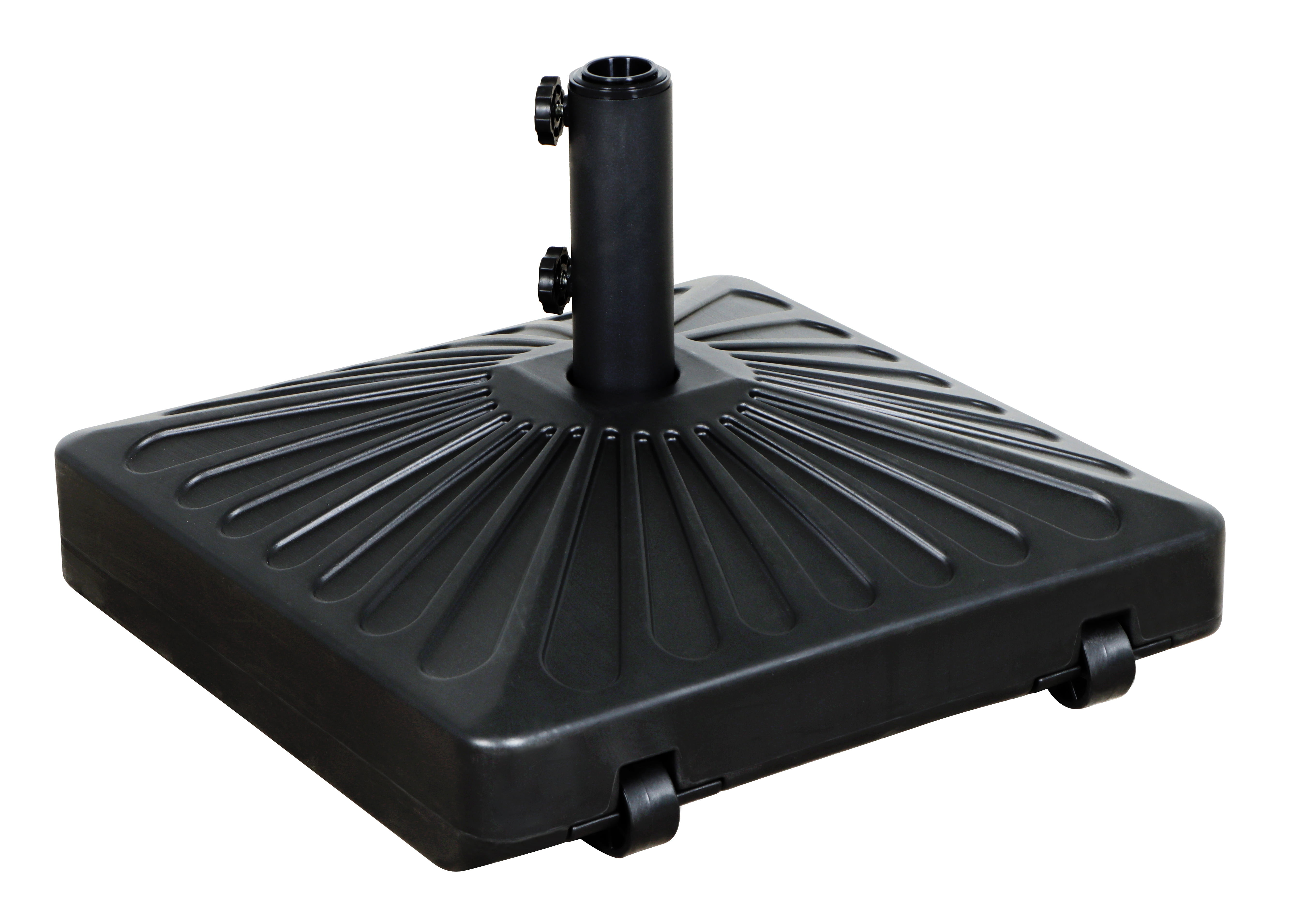 Better Homes & Gardens 50lb Square Outdoor Fillable Wheeled Umbrella Base, Black