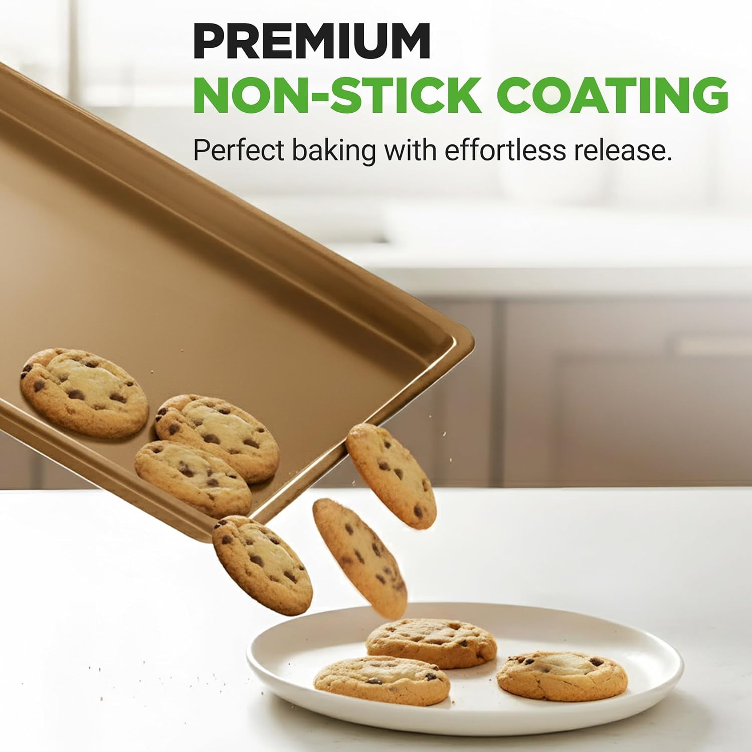 Nonstick XL Cookie Sheet Baking Pan, Extra Large 22 Inch x 16 Inch, Carbon Steel Oven Baking Sheet for Cookies & Pastries, Gold - NCLG1GD