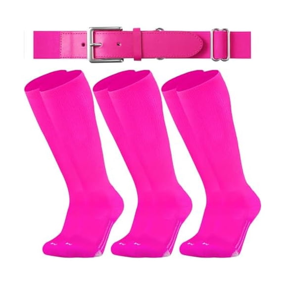 EryueerYouth Elite Baseball/Softball Socks & Belt Combo (3 Pairs of Socks with 1 Belt)