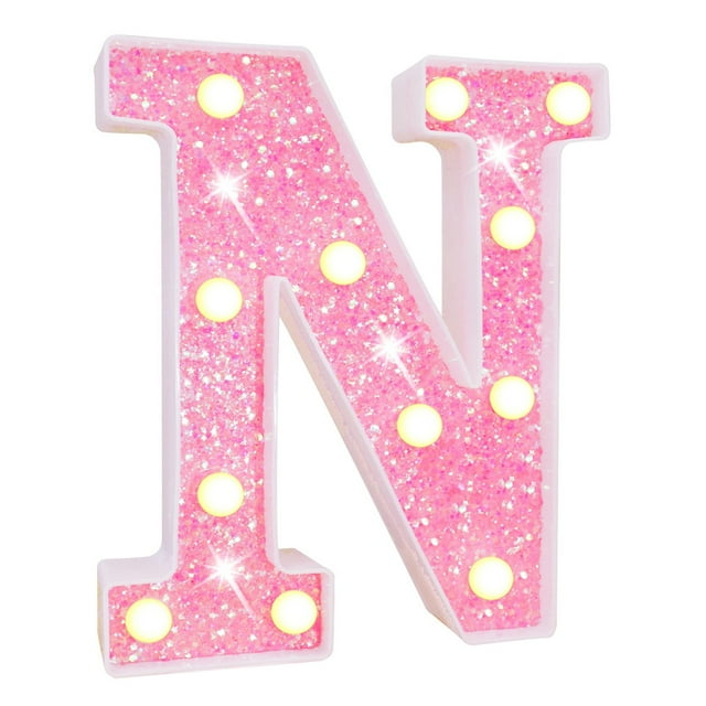 CSChome Warm White Alphabet Light LED Letter Light - Glitter Alphabet Sign with Hanging Hole, Night Light for Party Wedding Home Decoration