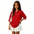 thumbnail image 2 of School Shirts for Girls Polo Shirt with Collared Short Sleeve Uniform Tops Summer Casual Kids Clothes Red,11-12 Years, 2 of 5