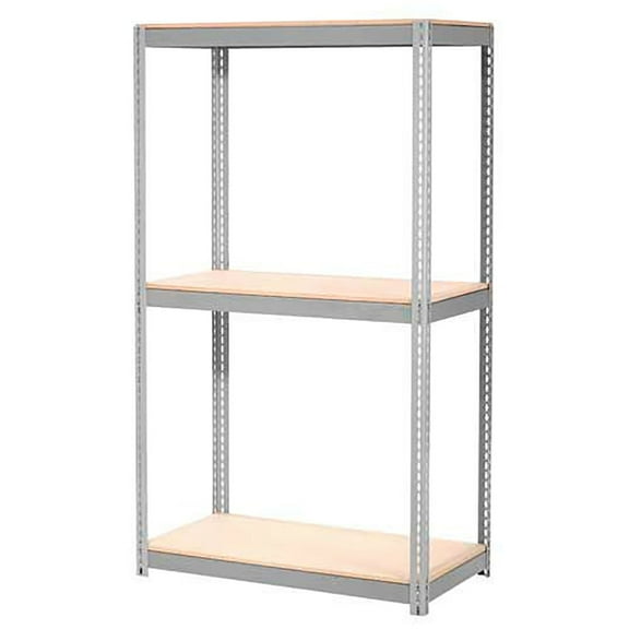 Global Industrial B2297203 84 x 96 x 24 in. Expandable 3 Level Starter Rack with Wood Deck, Gray