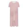 thumbnail image 5 of Fartey Women's Polka Dots Zipper Front Robes Loose Casual Short Sleeve Nightgown Soft Comfy Long Loungewear with Pockets Pink S, 5 of 8