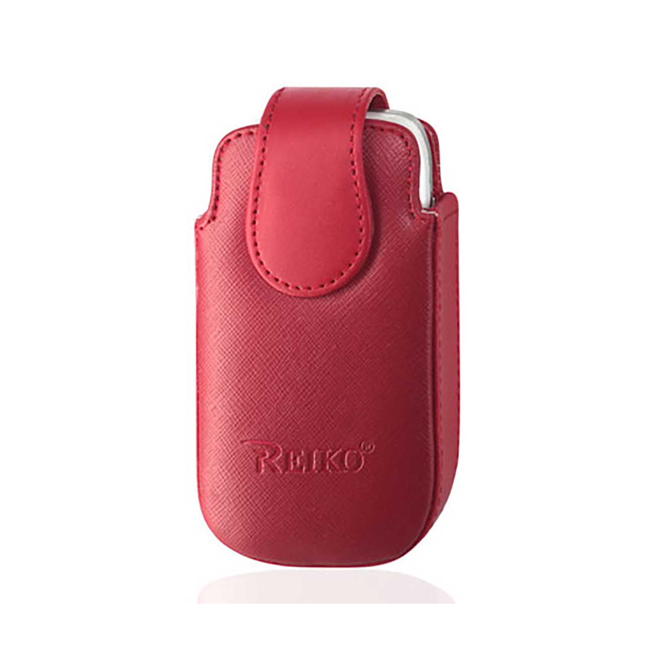 Red Leather Vertical Case with Rotating Clip fits Coolpad Snap