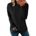 thumbnail image 2 of FAIWAD Long Sleeve Shirts for Women Trendy Patchwork Crew Neck Tunic Tops Loose Casual Work Blouses, 2 of 9