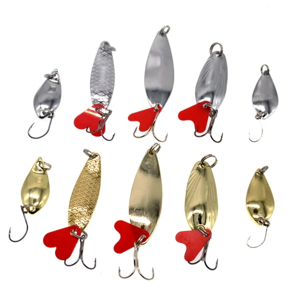 10 unids/pack Señuelos de Pesca juego de cebo de cuchara Kit de señuelo de cebo duro de Metal con caja