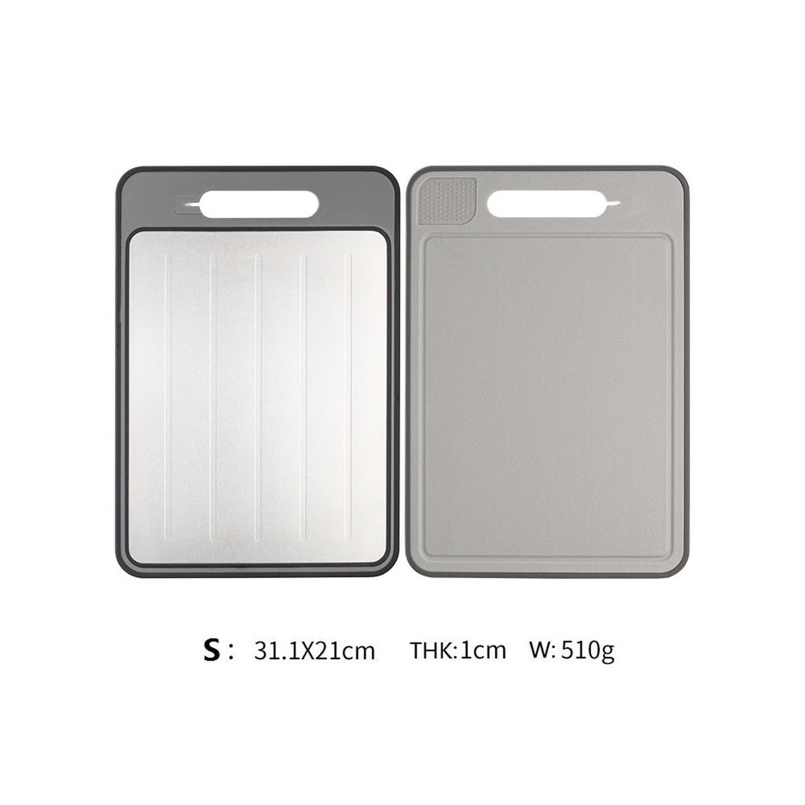 Multifunctional Chopping Board Double-Sided Aluminum Alloy Thawing Cutting Board Fast Defrosting Board with Knife Sharpening Area Kitchen Prep Board
