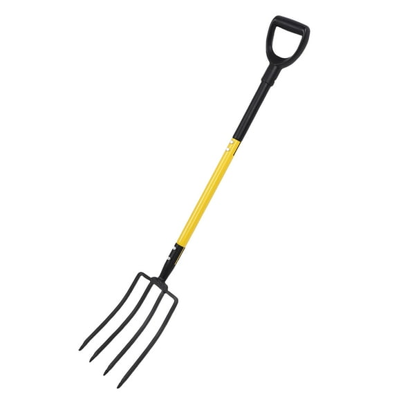 Compost Fork, 46 Inch 4 Tines Pitchfork Robust for Gardening Digging Composting Spading