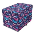 thumbnail image 1 of Whales Dog Crate Cover, Nautical Pattern with Floral Ornamental Pink and Blue Toned Creatures, Easy to Use Pet Kennel Cover for Medium Large Dogs, 35" x 23" x 27", Indigo and Multicolor, by Ambesonne, 1 of 6