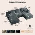 thumbnail image 2 of BELHOME 108" U-Shaped Sectional Sofa Boneless Couch, Modular Cloud Couch 50D High-Resilience Foam Compression Sofa, No Assembly Required, Corduroy Deep Seat Sofa for Living Room Apartment, 2 of 10