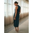 thumbnail image 2 of Women'S 2025 Summer Satin Dress Elegant Sleeveless Mock Neck Cocktail Party Maxi Dresses Navy Blue XL, 2 of 8