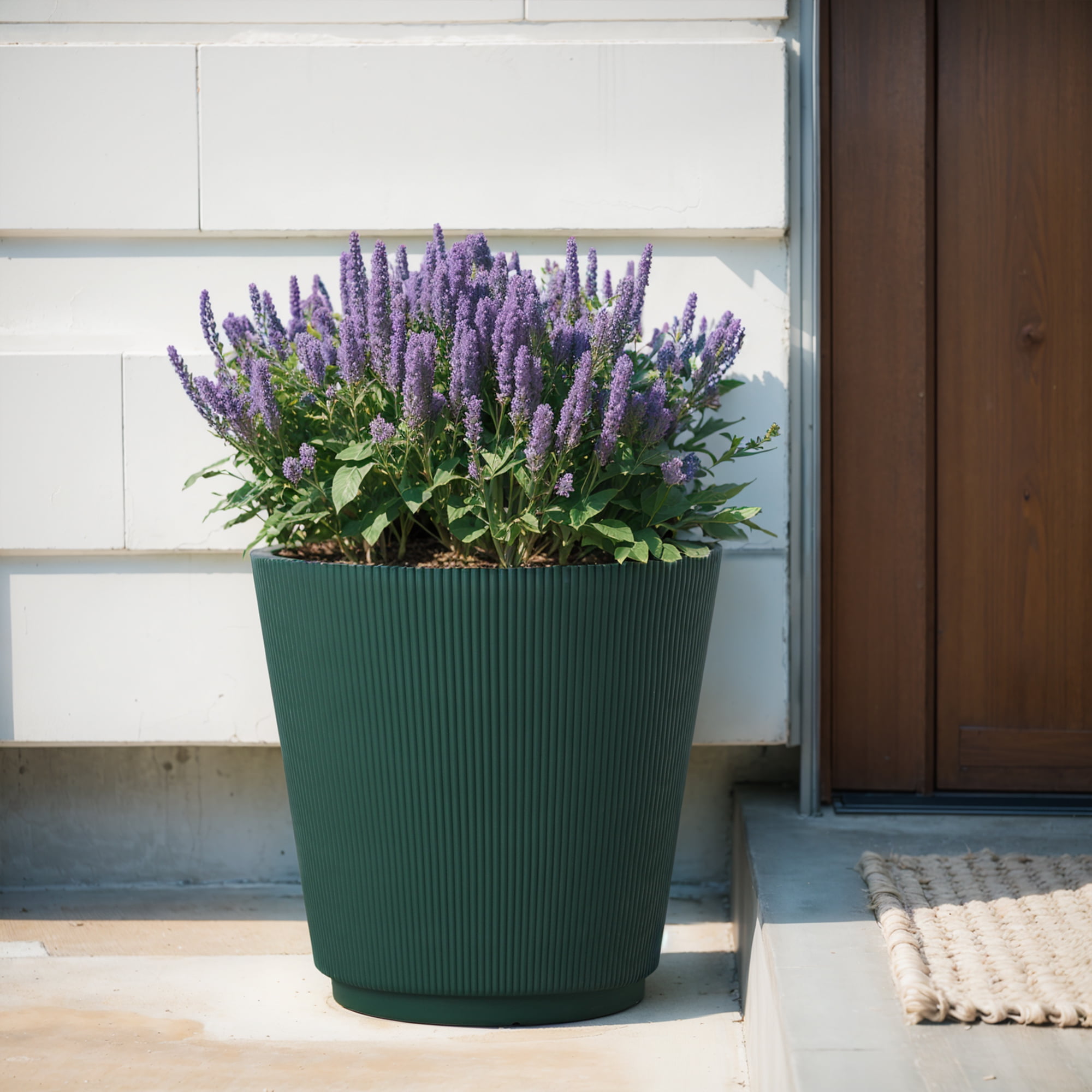 Mainstays 15.9" D x 15.8" H Parker Green Recycled Resin Planter