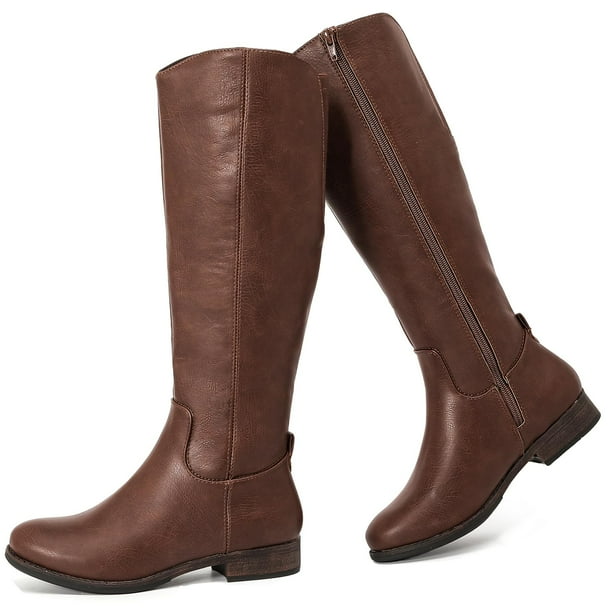 Botas hasta la rodilla Ruiee para mujer, elegantes y cómodas, de poliuretano marrón