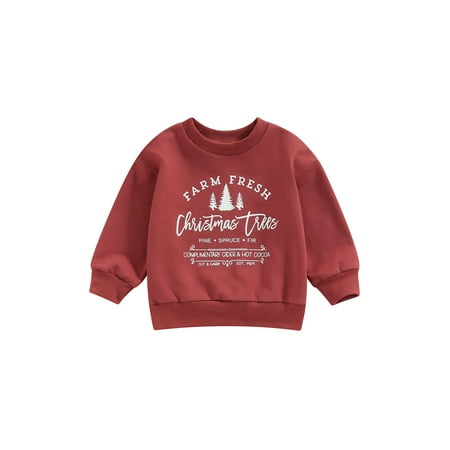 

Sunisery Baby Christmas Pullover Letter Christmas Long-Sleeved O-Neck Loose Sweatshirt