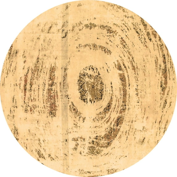 Ahgly Company Indoor Round Abstract Brown Modern Area Rugs, 4' Round