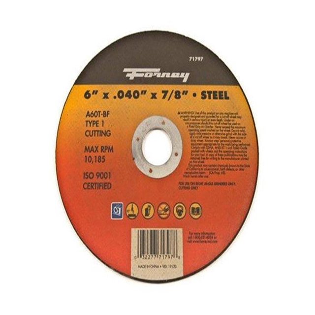 Disco de corte Forney 71797, 6 pulgadas x 0.040 pulgadas x 7/8 pulgadas, metal