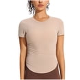 thumbnail image 2 of Women's Casual Oversize Solid Color Round Neck Short Sleeve T-Shirt, Soft Polyester Spandex Blend Top for Daily Wear, 2 of 6