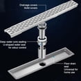 thumbnail image 3 of Mango Tile 24 Inch Brushed Nickel Linear Shower Drain, Rectangular Floor Drain, 304 Stainless Steel, Includes Adjustable Legs, Hair Strainer, Hook, 3 of 9