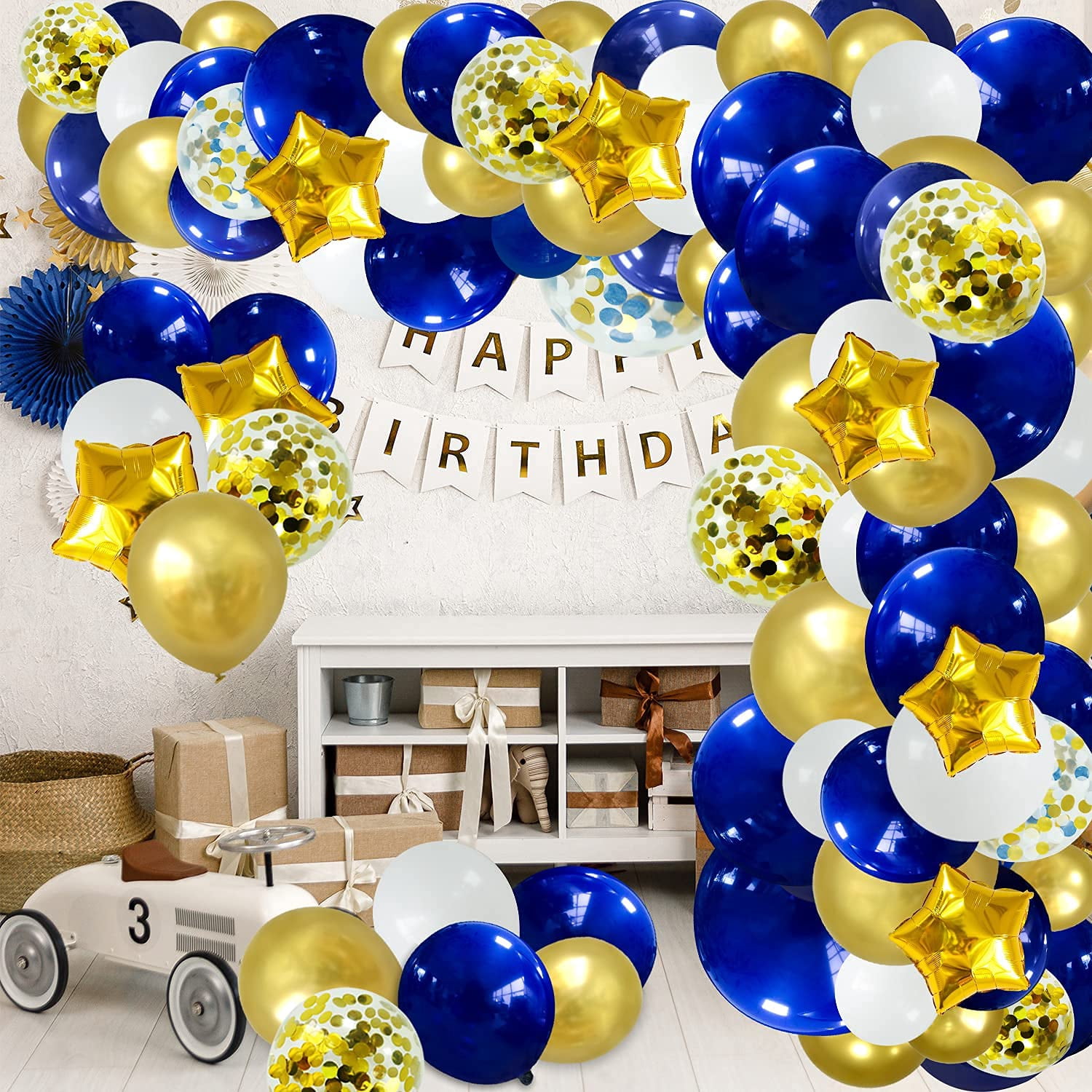 148pc Navy Blue Gold Party Decoration Balloon Arch Garland Kit for Wedding Birthday Graduation Anniversary