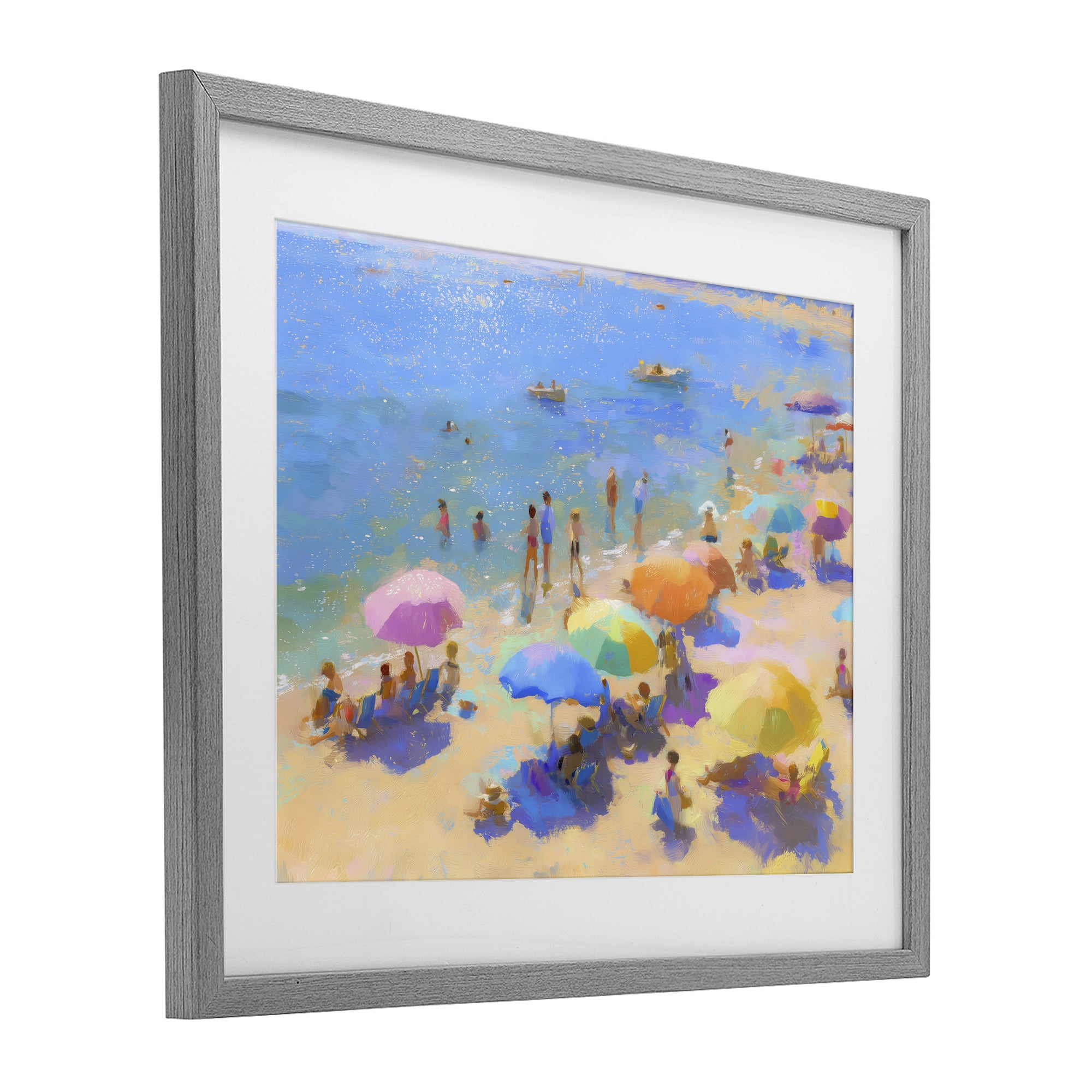 Stupell Industries Colorful Day at Beach Gray Framed Print Under Glass, design by LSR Design Studio