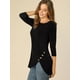 thumbnail image 2 of Blusas de túnica elástica Allegra K casual cuello redondo manga 3/4 para mujer Negro L, 2 of 6